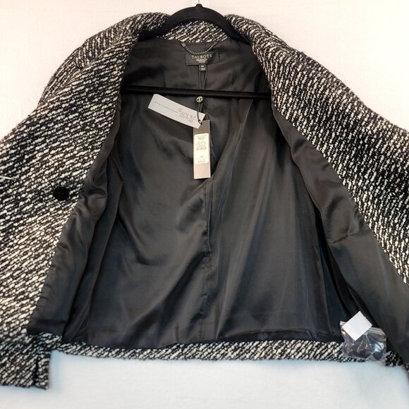 Talbots Womens Jackie Fit Black White Tweed Peacoat 10P Wool Blend Timeless - Picture 6 of 14